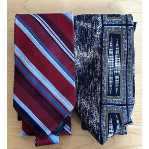 100% Silk Ties, Lot of 2 Blue Color Family Tommy Hilfiger, J.T. Beckett